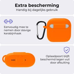 Hoesje - Geschikt voor Apple AirPods 4 - Siliconen Hoes met Clip - Silicone Case Cover - Oranje — thumbnail 4