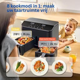 MKSS® Dubbele Airfryer XXXL - Duo Heteluchtfriteuse - Geschikt voor Accessoires - 8.5L - Zwart — thumbnail 7