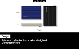 Samsung Portable T7 Shield - Externe SSD - USB C 3.2 - Inclusief USB C en USB A kabel - Geschikt voor iPhone USB C - 1 TB - Zwart — thumbnail 3