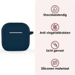 Hoes - Geschikt voor Apple AirPods 4 - Siliconen Hoesje met Clip - Silicone Case Cover - Navy — thumbnail 3