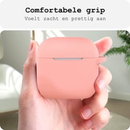 Case - Geschikt voor Apple AirPods 4 - Siliconen Hoes met Clip - Silicone Hoesje Cover - Lichtroze — thumbnail 4