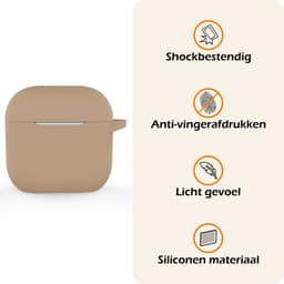 Hoesje - Geschikt voor Apple AirPods 4 - met Clip - Siliconen Hoes - Silicone Case Cover - Zand — thumbnail 3