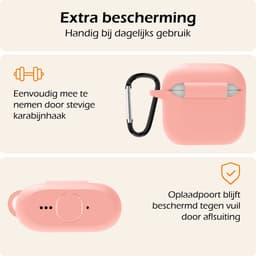 Hoesje - Geschikt voor Apple AirPods 4 - met Clip - Siliconen Hoes - Silicone Case Cover - Lichtroze — thumbnail 5