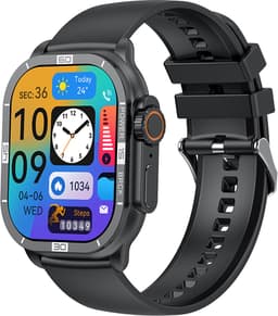 WizBay Premium Select® 2.06 inch AMOLED - Bluetooth Bellen - Message - Dynamic Hartslag & Slaap Monitor - Bloeddruk & O2 - 100+ Sport Modi - 650mAh - Magnetic Laden - Zink Alloy Zwarte Kast - Zwart TPU Band — thumbnail 1