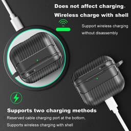 Telestore - Hoesje geschikte voor AirPods 4 - TPU carbon grijs hoesje Beschermhoes - Shockproof AirPods 4 Cover - AirPods 4 Hoesje - Geschikt voor Apple Airpods 4 - grijs - carbon TPU cover — thumbnail 3
