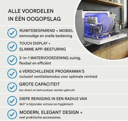 White-Label® Mini Vaatwasser - Vrijstaande Vaatwassers - Kleine Vaatwasmachine - Wit — thumbnail 9