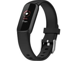 Siliconen Smartwatch bandje - Geschikt voor Fitbit Luxe siliconen bandje - zwart - Strap-it Horlogeband / Polsband / Armband - Maat: Maat L