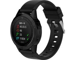 Strap-it Siliconen glossy bandje - geschikt voor Garmin Fenix 5 - Plus - Fenix 6 - Pro - Fenix 7 - Pro & Sapphire - Fenix 8 47mm - Quatix 5 / 6 / 7 - Forerunner 965/955/945/935/745 - Quickfit 22mm band voor Garmin smartwatches - zwart
