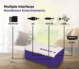 Lexibook Mini HD-videoprojector, thuisbioscoop, ingebouwde luidspreker, inclusief afstandsbediening, HDMI / USB / AV / Micro SD-connectiviteit, blauw / wit, PRJ150 — thumbnail 2