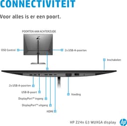 HP Z24n G3 - WUXGA IPS 60Hz Monitor - 24 Inch - Zilver/Zwart — thumbnail 3