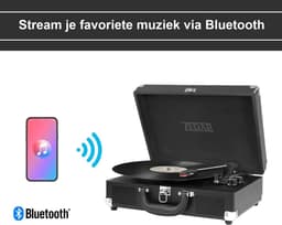 Platenspeler Bluetooth - Retro - Koffer - Met ingebouwde speaker - Zwart van Zedar — thumbnail 5