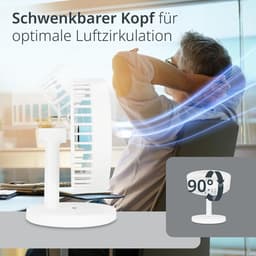 USB Tafelventilator Draadloos – Stil – Oplaadbaar met 3 Snelheden – 7,5 Uur Accuduur – 90° Kantelbaar Wit — thumbnail 3