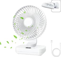 Mini Ventilator – Oplaadbare Tafelventilator – 4000 mAh – 4 Snelheden – 270° Oscillerend – Stil 30 dB – Wit — thumbnail 1