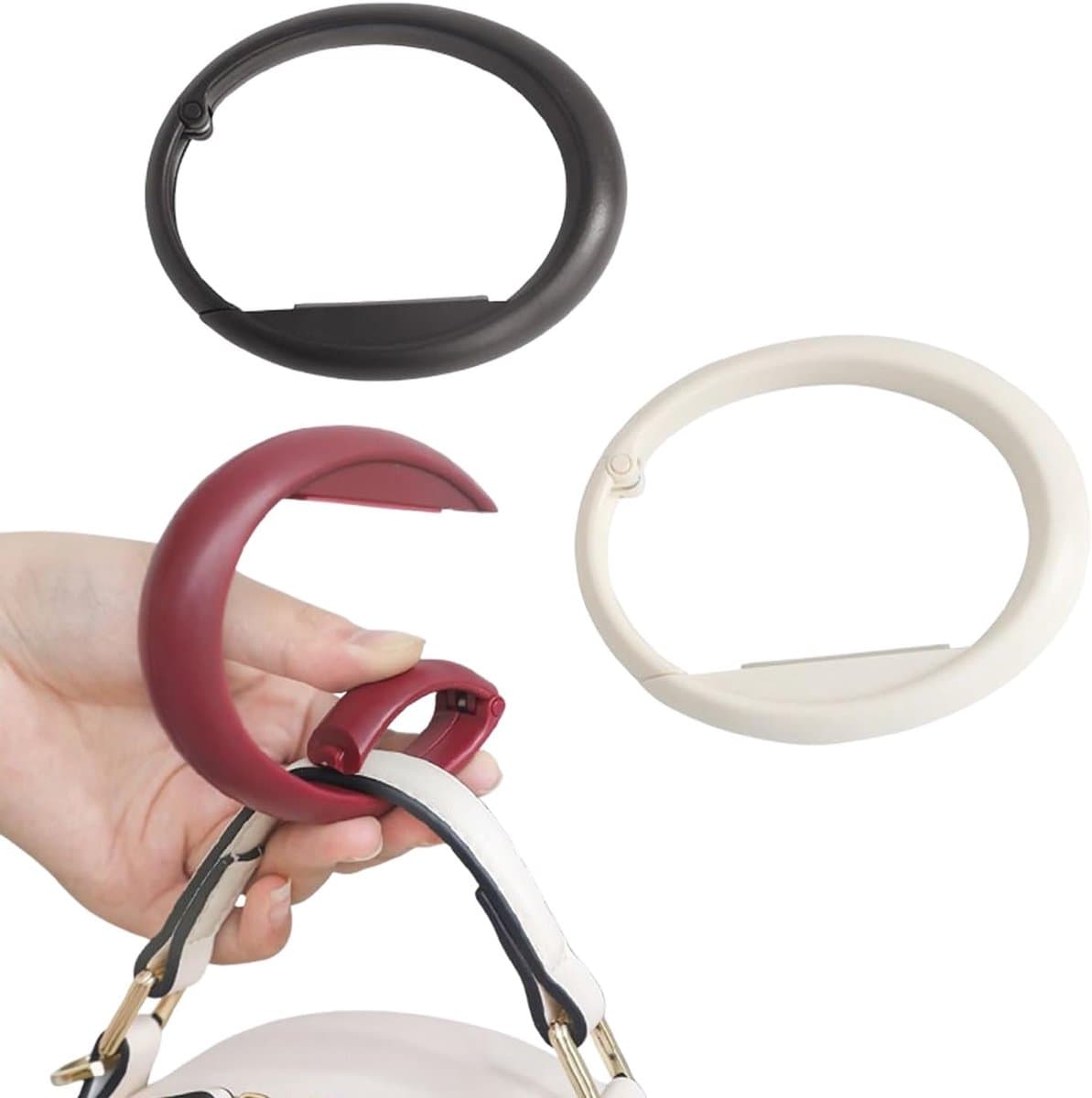 3 stuks tafelhandtashouders, haken voor tas aan tafel, portemonnee om op te hangen, opvouwbare handtashaak voor tafels, voor handtas, tafel, bureau, kantoor, restaurant — afbeelding 1