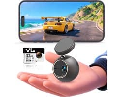 2K Dash Cam, Mini Sferische Camera met Spraakbesturing & Wifi | 360° Roteerbaar, 32G TF-kaart Inbegrepen, G-Sensor & Continu Opnemen, NightEagle Engine, 24H Parkeerbewaking