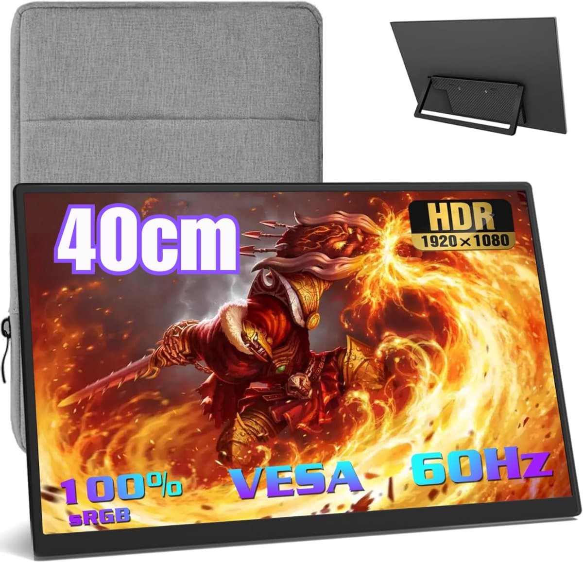 Ploutos® Portable Monitor - Ultra-Slank Tweede Scherm - Draagbare Monitor voor Laptop - Zwart - 36cm x 21cm x 1cm — afbeelding 1