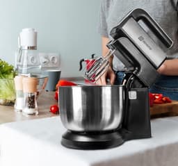 Handmixer met Kom – 300W Keukenmixer – 5 Snelheden + Turbo – RVS Draaikom 3L – Zwart — thumbnail 5