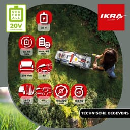 IKRA accu-grasmaaier ICM 2/2037 met mulch-functie, inclusief twee 20 V accu’s, dubbele snel-lader en reservemessen — thumbnail 3