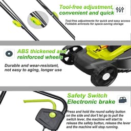 Accu Grasmaaier - Elektrische Duwmaaier - Gazon Onderhouden - Borstelloze Motor - 45L Opvangbak - Groen — thumbnail 3