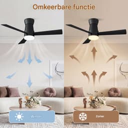 Plafondventilator met Licht 132 cm Zwart, Stille DC Motor, LED Verlichting, Afstandsbediening & Omkeerbare Functie — thumbnail 5