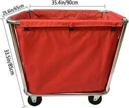 Commerciële Wasserij Kar - Waskar met Wielen - Linnen Opslag - Roestvrij Stalen Frame - 400 Liter - Rood — thumbnail 4