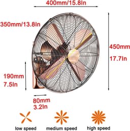Wandventilator - Muurventilator Elektrische Ventilator - Ruimte Koelen - Stil En Energiebesparend - 400mm - Zilver — thumbnail 4