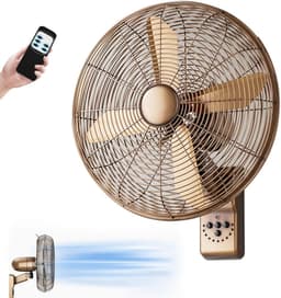 Elektrische Wandventilator - Muurventilator Industriële Ventilator - Ruimte Koelen - Met Timer en Afstandsbediening - 16 inch - Brons — thumbnail 1