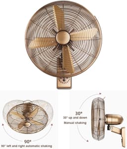 Wandventilator - Muurventilator Elektrisch - Ruimte Koelen - Met Afstandsbediening - 40 cm - Zwart — thumbnail 3