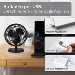 Tafelventilator Stil – Oplaadbaar via USB-C – 3 Snelheden – 2000 mAh – 90° Kantelbaar — thumbnail 4