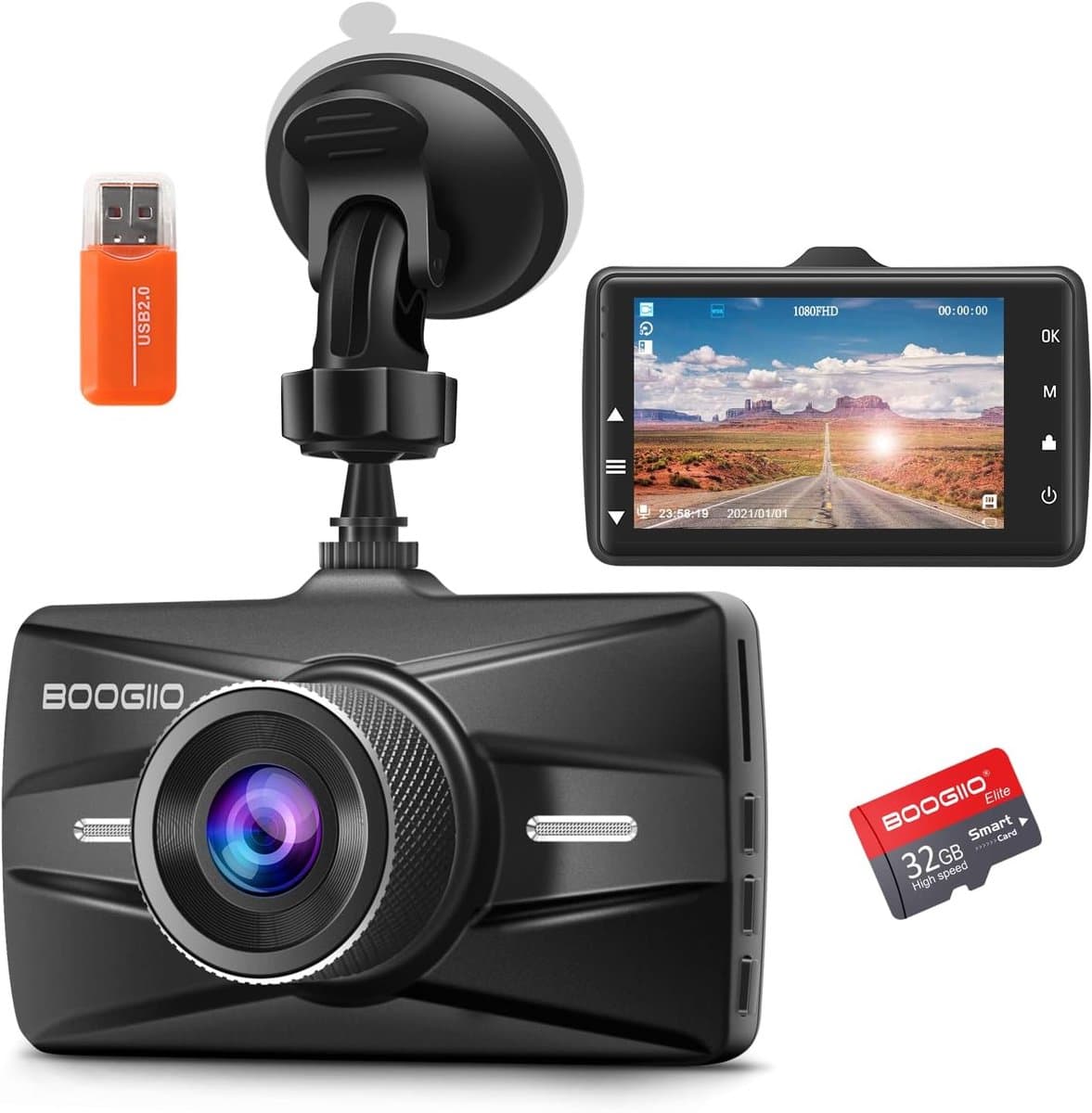 Thijox - Dashcam Auto 1080P Voorzijde, 3 Inch IPS Scherm, 170° Groothoek, Nachtzicht, HDR, Loopopname, G-Sensor, Parkeermodus, Incl. 32GB SD-Kaart — afbeelding 1