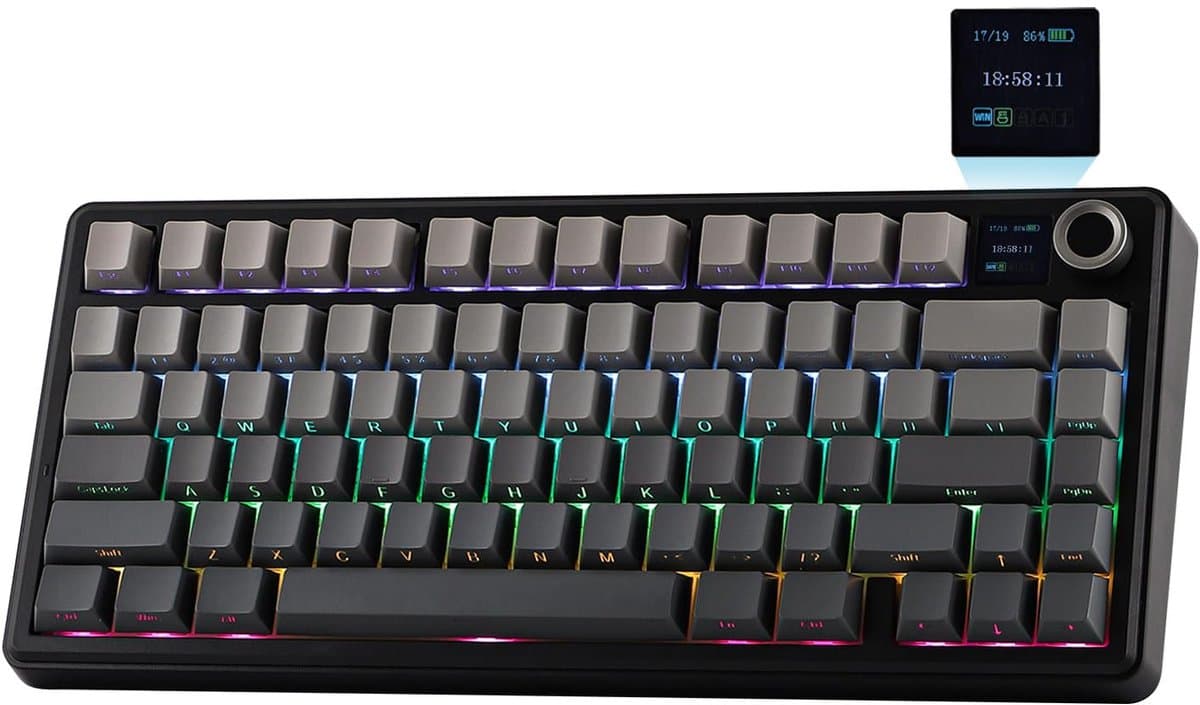 AULA F75 MAX - Zwart/Grijs - Mechanisch Draadloos Toetsenbord - RGB - 75% - QWERTY - Gaming Keyboard - Leobog Reaper Switch — afbeelding 1