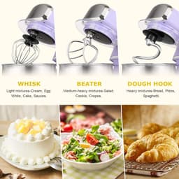 Elektrische Keukenmixer - Handmixer Staande Mixer - Bakken Thuis - Compact Ontwerp - 3 Liter Kom - Paars — thumbnail 4