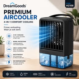 DreamGoods Aircooler - Aircooler met Water of IJs - Draagbare Luchtkoeler - Koelen, Ventileren & Bevochtigen - 800ML Watertank - Aircooler met Koelelementen - Mobiele Airco - Mini Airco zonder Afvoerslang - Slaapkamer - Koelventilator - Ventilateur — thumbnail 2