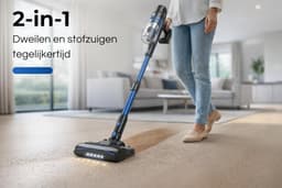 Steelstofzuiger met Dweilfunctie - Draadloze Stofzuiger Kruimeldief - Huis Snel Schoonmaken - 430W 30.000 Pa Zuigkracht - 800 ml Reservoir — thumbnail 3