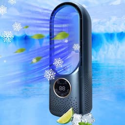 Luchtkoeler Ventilator - Airco zonder afvoerslang - Mobiele Air Cooler - Bladloze Ventilator - Torenventilator met Bevochtiging - Koelventilator voor Slaapkamer en Kantoor - 6 Standen - LED Nachtlamp - Blauw — thumbnail 1