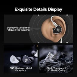 Kiwi Ears Belle - In-Ear Monitors - IEM - 10 mm DLC Dynamische Driver - Audiofiele Oordoppen - Verwisselbare Kabel - 3,5 mm - Black — thumbnail 2
