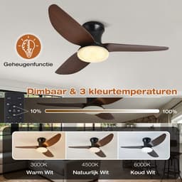 Lapamax Landelijke Houtlook Plafondventilator met Lamp Ø100 cm–Smart Plafondlamp met Ventilator met App en Afstandsbediening-Afstandsbediening-3 Kleurtemperaturen-6 Snelheden en Geheugenfunctie-Voor Woonkamer, Slaapkamer en Kantoor-Kristallen Lamp — thumbnail 3