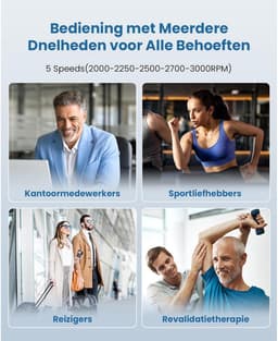Massage Gun met Warmte – Draadloos Massagepistool – Stil – USB-C Oplaadbaar – 4 Opzetstukken – 9 mm Massagekracht — thumbnail 5