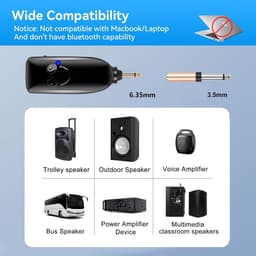 Draadloos microfoonsysteem voor 2 personen – dubbele draadloze headset 2,4G en handmicrofoon 2-in-1 – bereik 150 ft – voor stemversterker, podiumluidsprekers, docent. — thumbnail 3