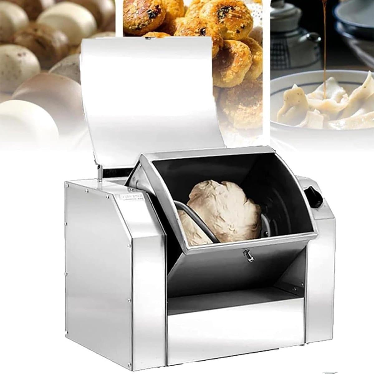 Deegmixer - Keukenmachine Kneedmixer - Bakken Deeg Maken - Roestvrij Staal Kantelbaar - 3 kg - Zilverkleurig — afbeelding 1