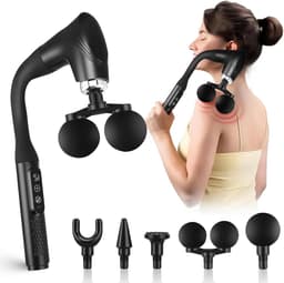 Dubbele Massage Gun - Spierherstel Apparaat - Spierontspanning Bevorderen - Verlengde U-Greep - 12 Snelheden - Zwart — thumbnail 1