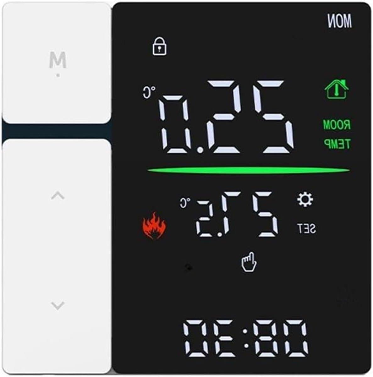 Verwarmingspaneel Thermostaat - Temperatuurregelaar Paneel - Energie Besparen - Slimme Temperatuurregeling - 86x86mm - Zwart Wit — afbeelding 1