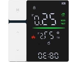 Verwarmingspaneel Thermostaat - Temperatuurregelaar Paneel - Energie Besparen - Slimme Temperatuurregeling - 86x86mm - Zwart Wit