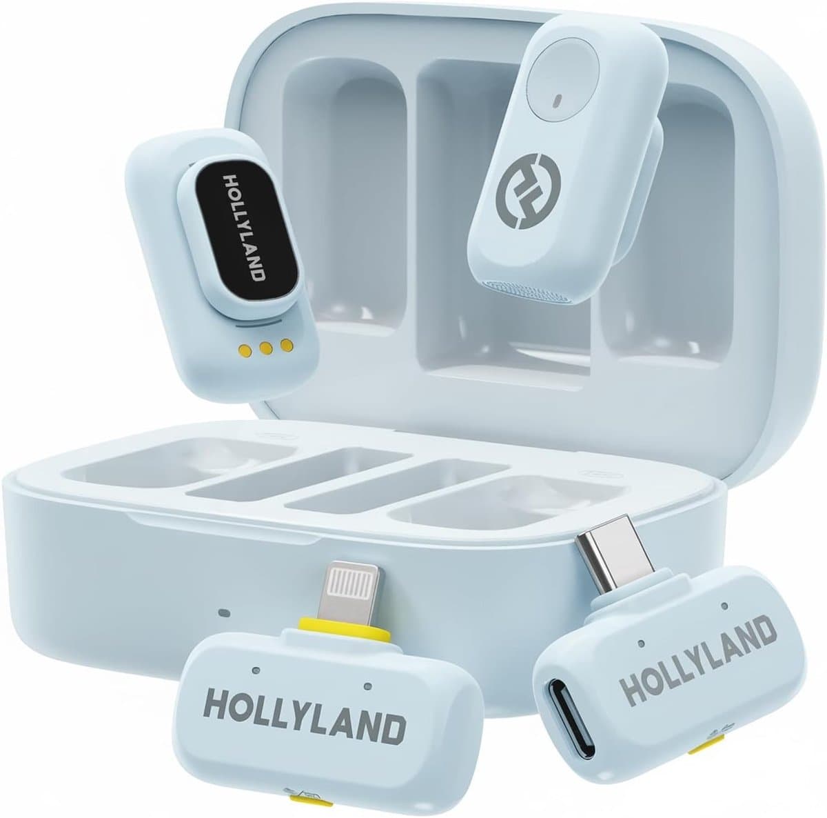 Hollyland-A1-Combo-Draadloze-Microfoon-Blauw-48kHz-24bit-High-Fidelity-3-niveau-Intelligente-Ruisonderdrukking — afbeelding 1