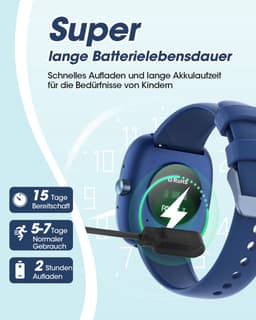 FOSMET Smartwatch Kinderen - Met Telefoonfunctie - 1,5 Inch Display - IP68 Waterdicht - 20 Sportmodi - Hartslagmeter - Slaapmonitor - Stappenteller - Wekker - Oproepfunctie - SOS Knop - Compatibel met iOS/Android - Cadeau voor Kinderen - Jongen — thumbnail 4