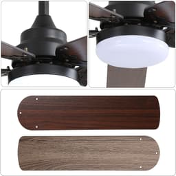 OKWISH Plafondventilator Met Verlichting 106 Cm - Stil Gelijkstroommotor Met Afstandsbediening En Timer - Voor Slaapkamer En Woonkamer - MDF - Zwart — thumbnail 4