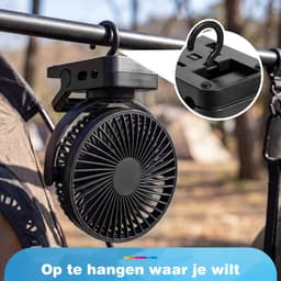 YONO Clip Ventilator Oplaadbaar - Ventilator met Klem - Afstandsbediening - 3 Snelheden - Timer - LED Verlichting - 12.000 mah - USB-C - 360° Draaibaar - Zwart — thumbnail 4