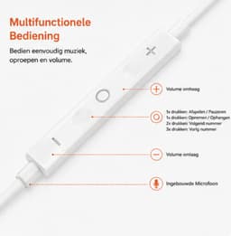 HOXO Bedrade Oordopjes met Microfoon - Lightning Aansluiting - Stereo Earphones - Volumeregeling & Multifunctionele Bediening - 1.2 Meter - Wit - Geschikt voor iPhone — thumbnail 2