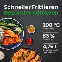 Airfryer - Heteluchtfriteuse Friteuse - Gezond Koken - Compact Design - 5 Liter - Zilverkleurig — thumbnail 5