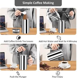 350 ml roestvrijstalen French press, dubbellaags filter, koffiezetapparaat/theemaker Geschikt voor opschenken, draagbaar Geschikt voor op de camping. — thumbnail 5
